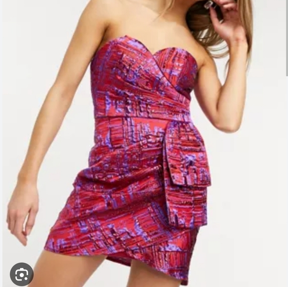 Lusso the Label Sweetheart Pink Jacuard Mini Dress - Picture 1 of 4